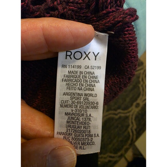 Roxy Women's Sm Take Stock Long Open Weave Boho Purple Maroon Cardigan‎ Sweater - Picture 5 of 8